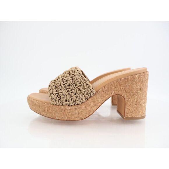 Vince Nicki Crochet Cork Sandal Womens Size 10 Tan Slide Platform Wedge Slip On - Picture 5 of 11